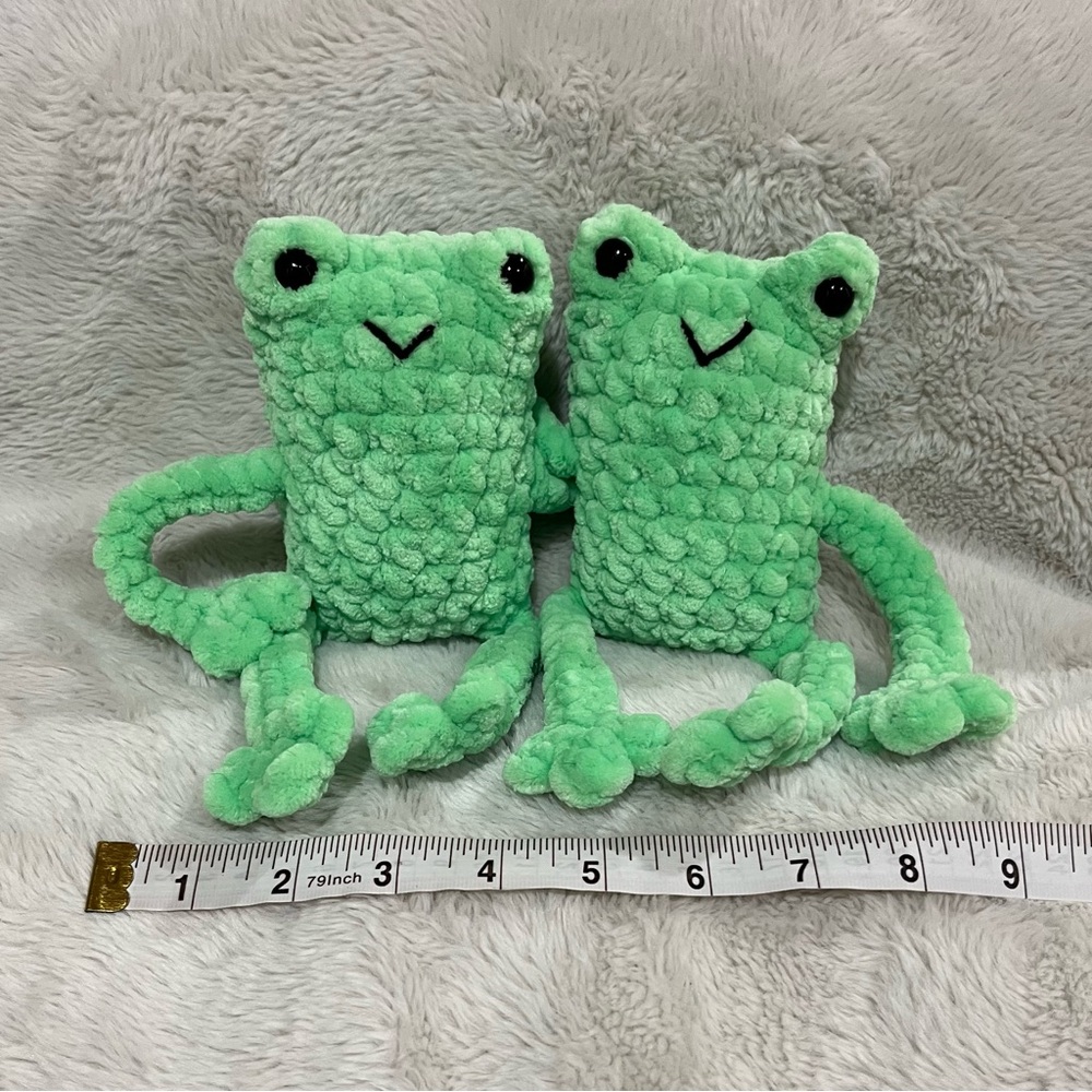 Pair of Crochet Leggy Frog Plushies - Amigurumi Stuffed Animals